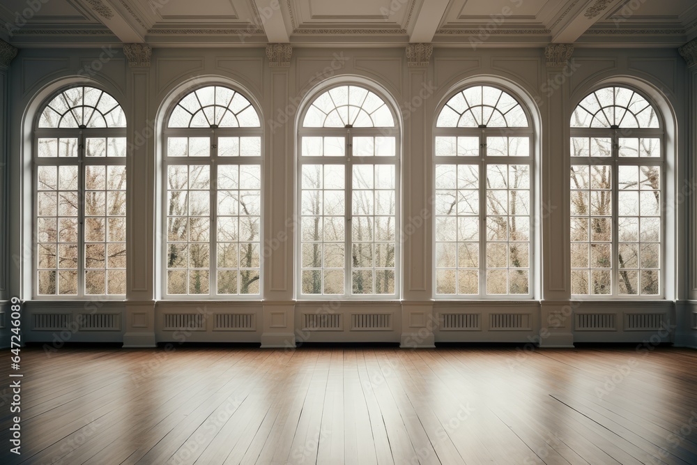 An empty room with a lot of windows ai generated