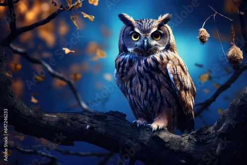 An owl sitting on a tree branch © Tymofii