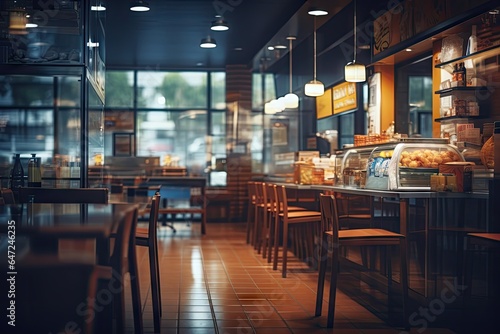 Background blurry restaurant shop interior