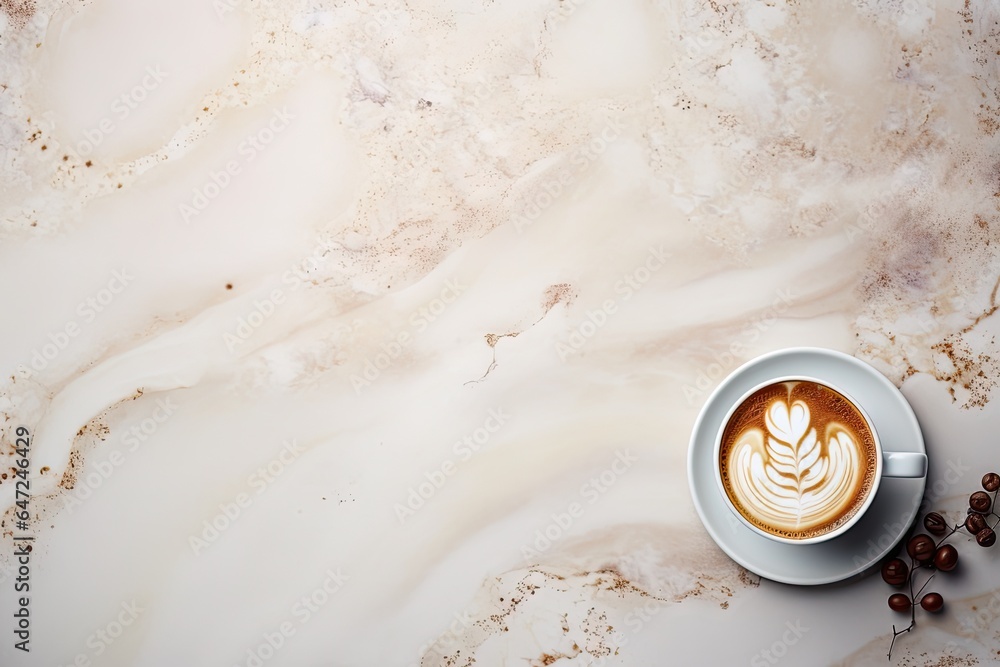 Beautiful coffee latte on marble with coffee