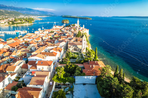 Obraz na płótnie Historic town of Rab aerial view, Island of Rab w salonie