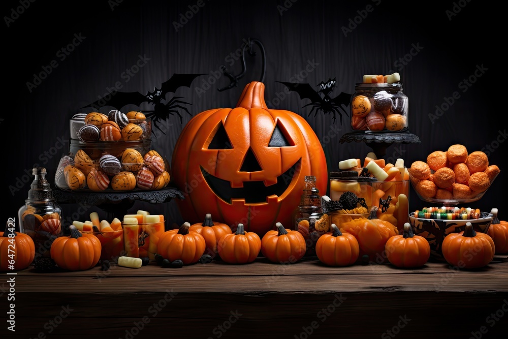 Halloween banner with candy Halloween banner with candy