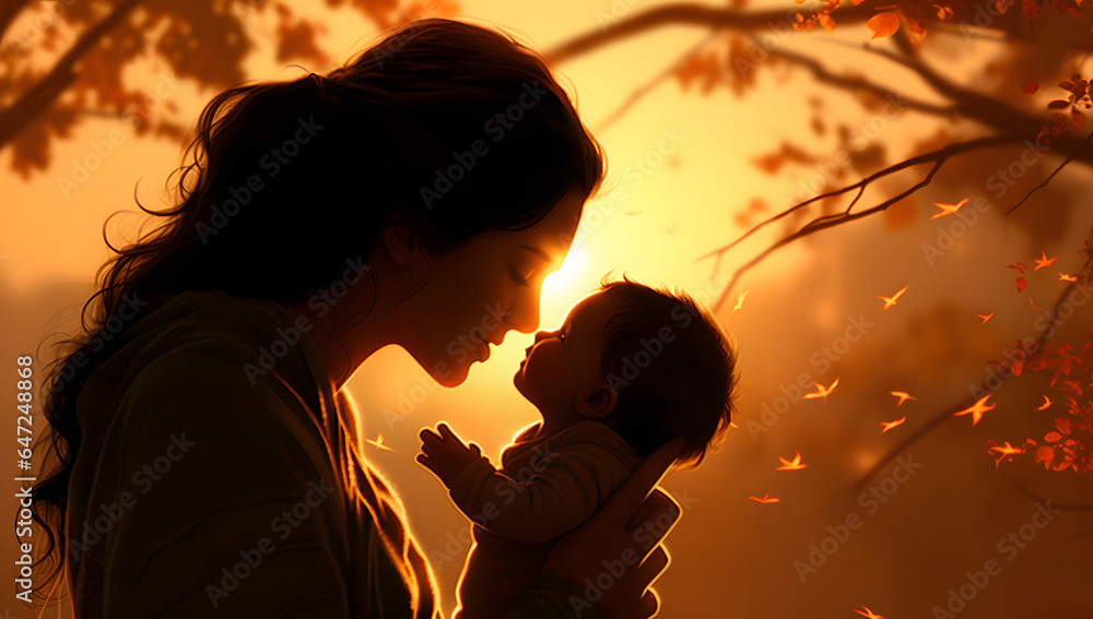 A mother and child together, their love for each other evident in their smiles. The image is a beautiful reminder of the power of motherhood and the bond between a mother and child.