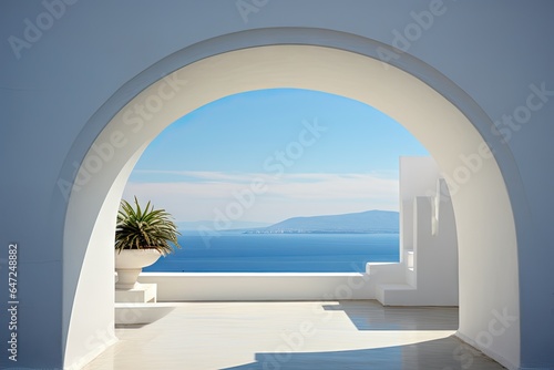 Modern white portico in Greece photo