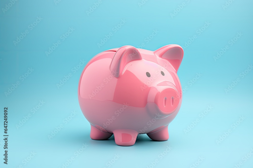 Pink piggy bank economy and finance concept 