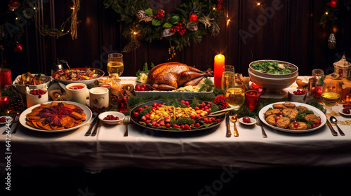 christmas table setting, family dinner