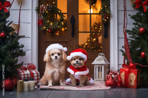 dog in santa hat