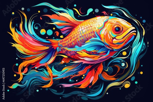 Vibrant color fish illustration