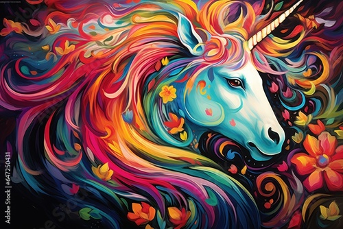 Vibrant color unicorn illustration © Tymofii