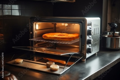 A toaster oven in a background, small kitchen appliances, home and restaurant. Generative AI