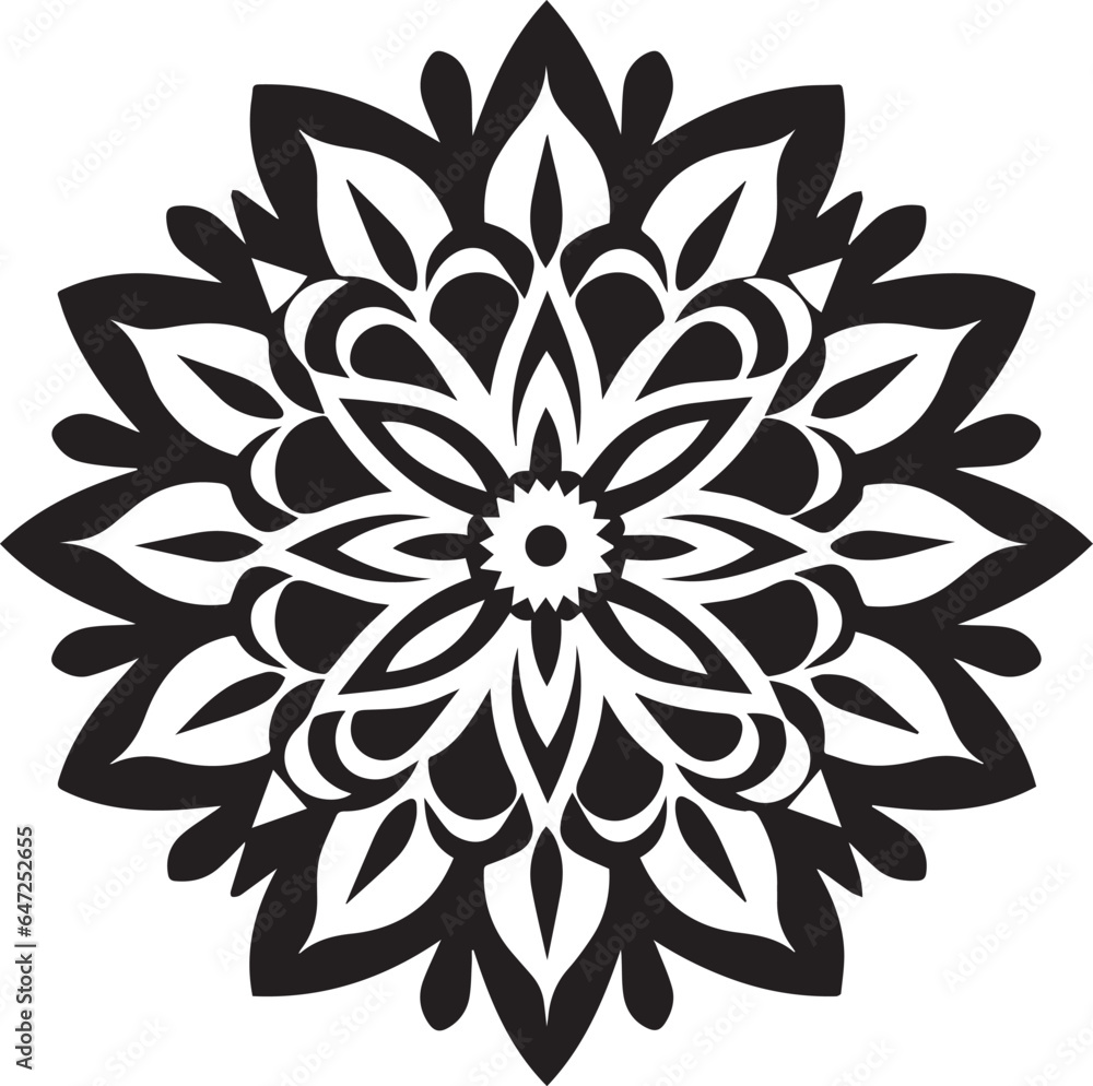 Mandala  Black And White, Vector Template for Cutting and Printing