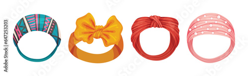 Female Headband as Hair or Head Accessory Vector Set