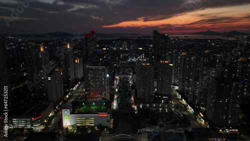 a drone-shot view of a new town,
Cheongna-dong,Seo-gu, Incheon,Gyeonggi-do,Republic of Korea photo