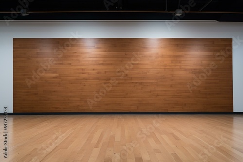 Empty wall in contemporary fitness facility for wall emblem demonstration. Generative AI © Joseph