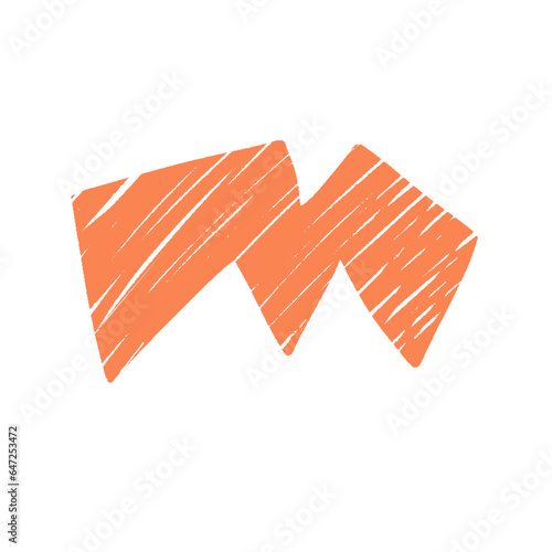 Zigzag geometric Shape with pencil scratches, hatched free hand silhouette style handsketch. Vector illustration