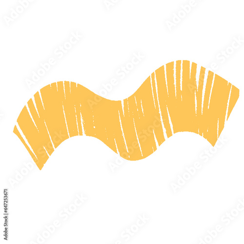 Bold wave geometric Shape with pencil scratches, hatched free hand silhouette style handsketch. Vector illustration