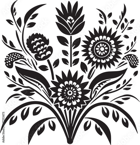 Harvest Decorations Black And White, Vector Template for Cutting and Printing