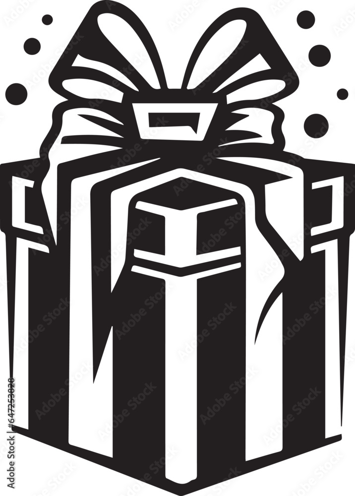 Fototapeta premium Holiday Gift Shopping Black And White, Vector Template for Cutting and Printing
