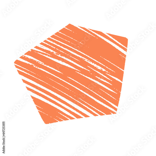 pentagon geometric Shape with pencil scratches, hatched free hand silhouette style handsketch. Vector illustration