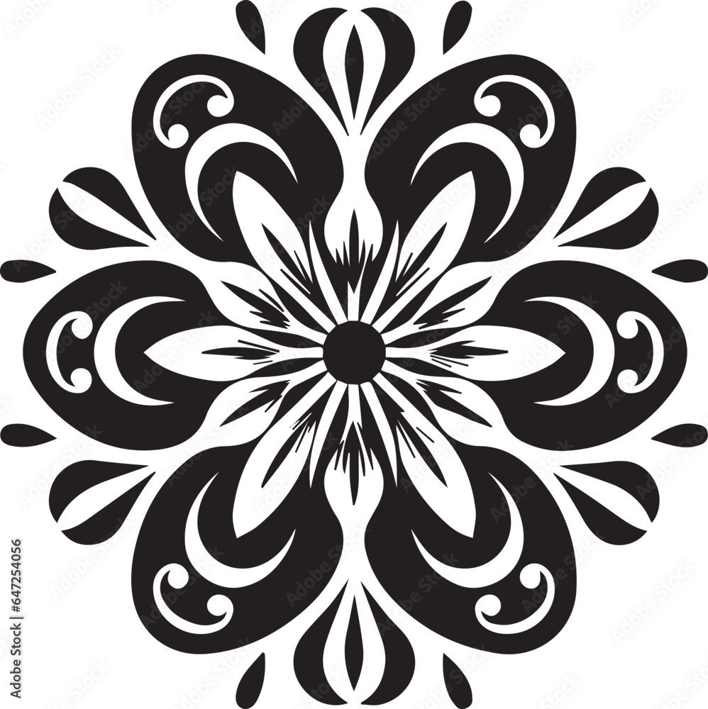 Obraz premium Pattern Mandala Black And White, Vector Template for Cutting and Printing
