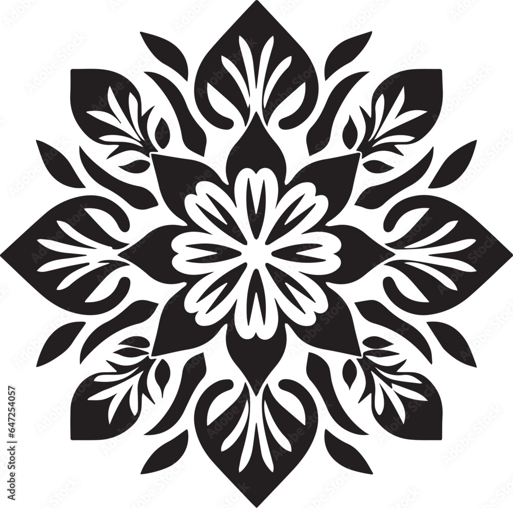 Pattern Mandala Black And White, Vector Template for Cutting and Printing Pattern Mandala Black And White, Vector Template for Cutting and Printing