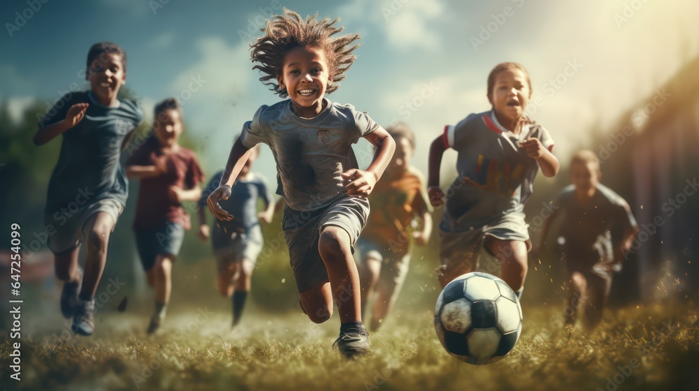 Naklejka premium child of people playing soccer 