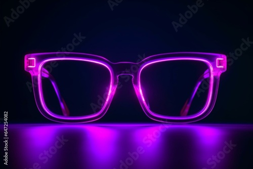 Square frame in vibrant purple neon colors. Generative AI