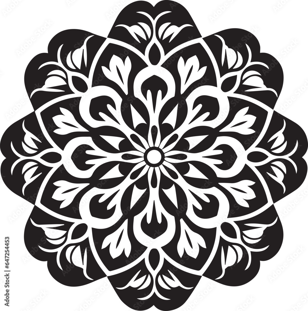 Pattern Mandala Black And White, Vector Template for Cutting and Printing Pattern Mandala Black And White, Vector Template for Cutting and Printing