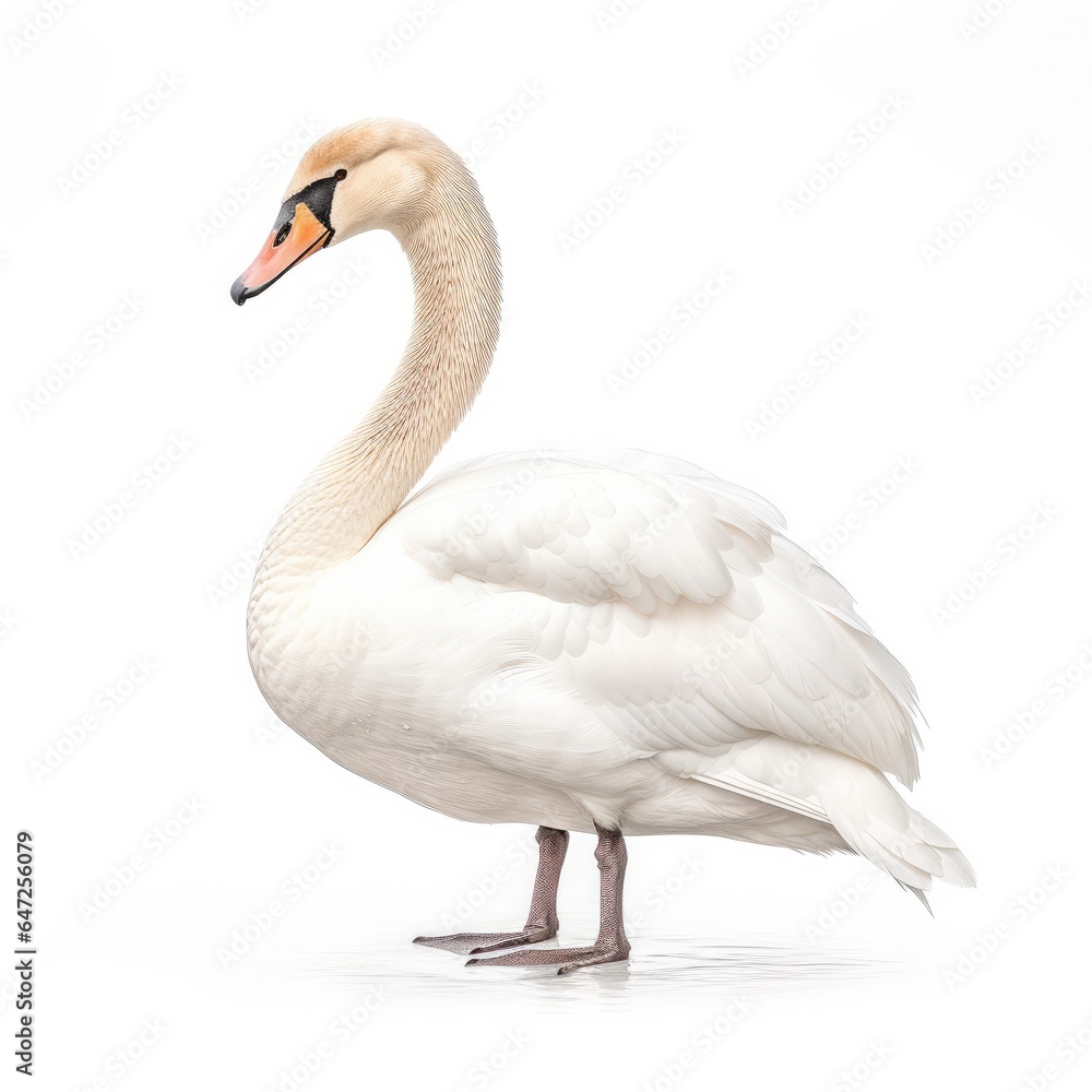 Mute swan bird isolated on white background. Mute swan bird isolated on white background.
