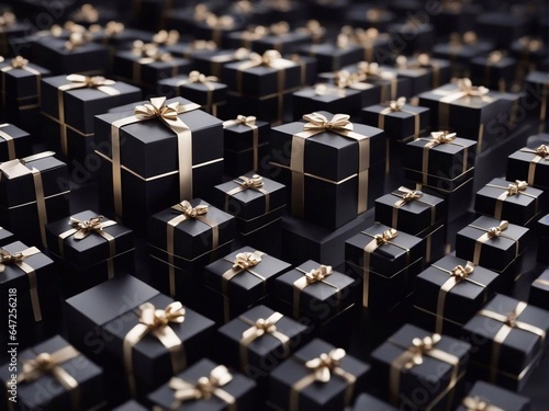 gift boxes in the city Black Friday  Cinematic daylight generative ai illustration art