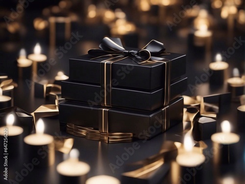 gift boxes in the city Black Friday  Cinematic daylight generative ai illustration art