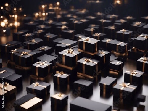 gift boxes in the city Black Friday  Cinematic daylight generative ai illustration art
