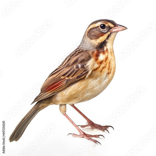 Saltmarsh sparrow bird isolated on white background.