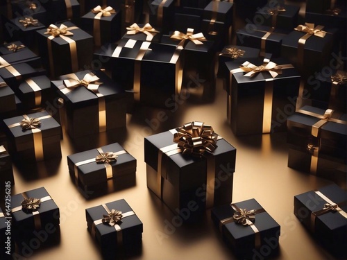 gift boxes in the city Black Friday  Cinematic daylight generative ai illustration art