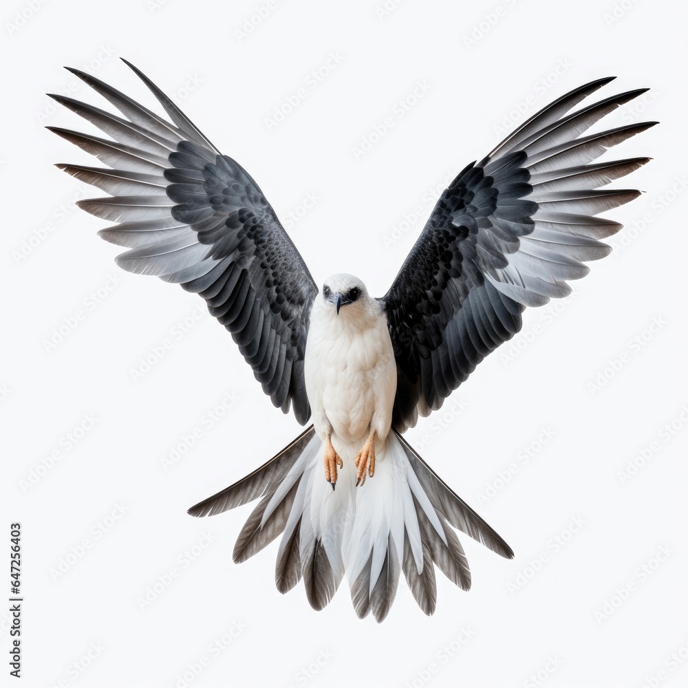 Obraz premium Swallow-tailed kite bird isolated on white background.