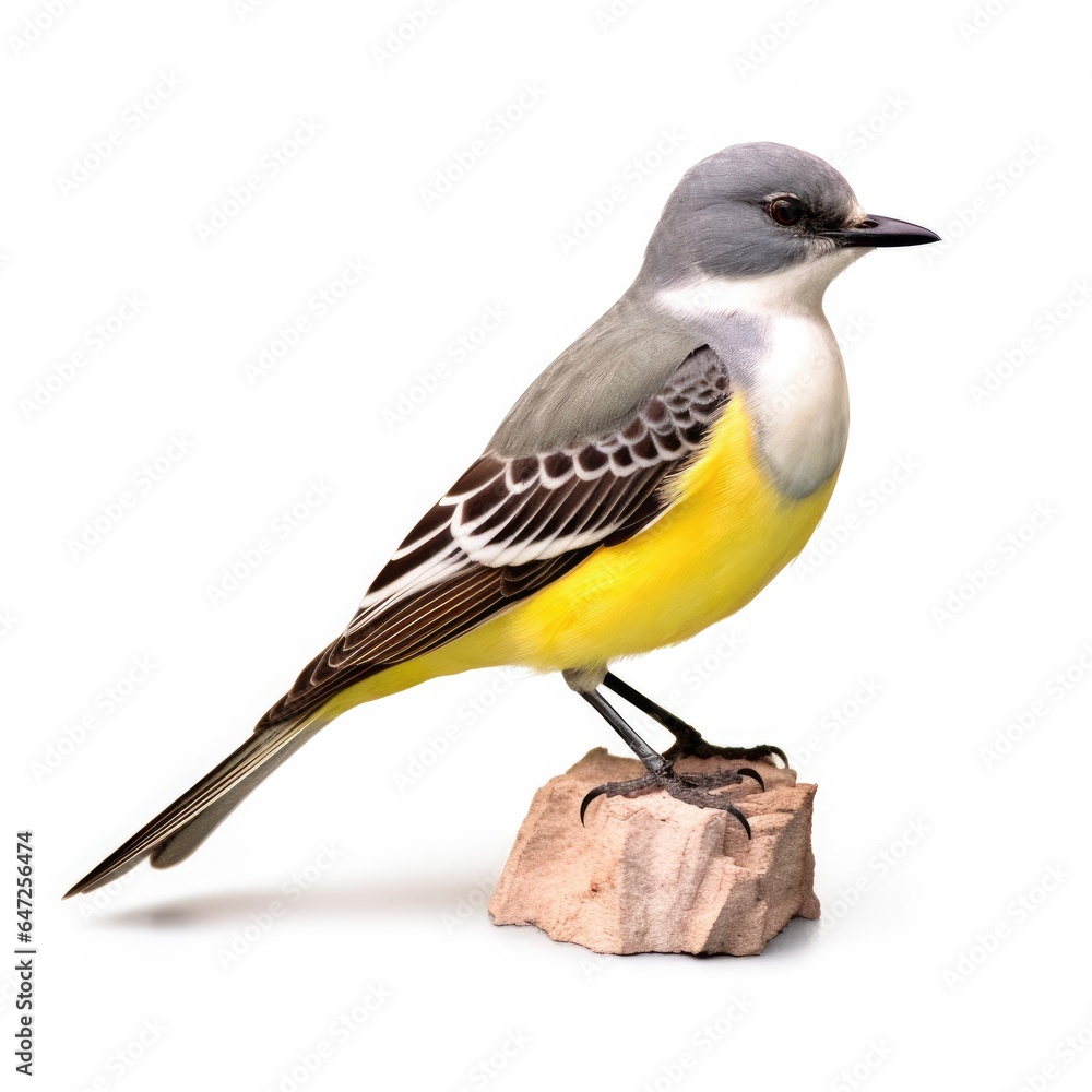 Fototapeta premium Western kingbird bird isolated on white background.
