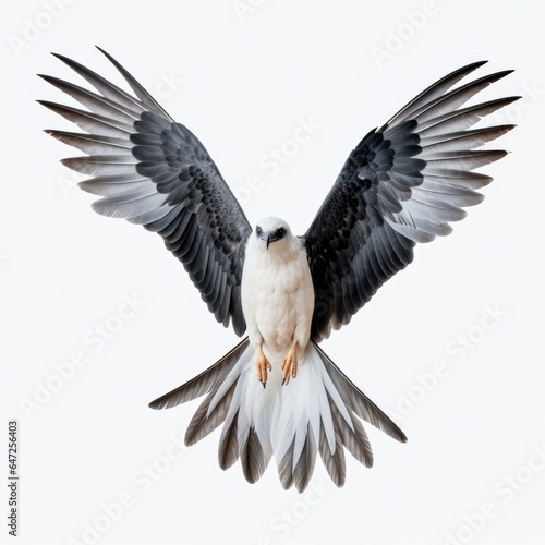 Swallow-tailed kite bird isolated on white background. © Razvan