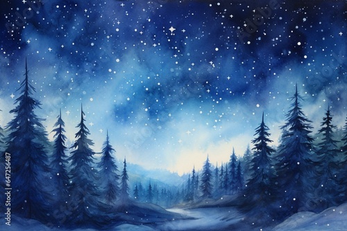 Watercolor painting of a starry sky. Generative AI