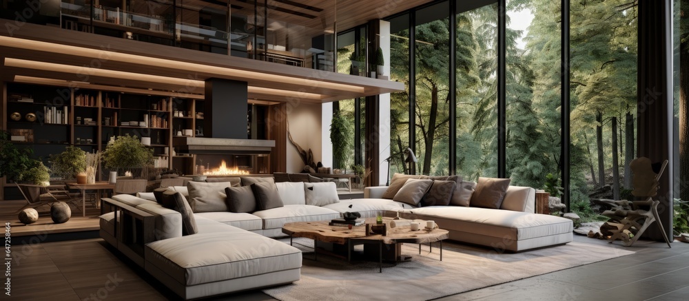 A room in a luxurious house that is both cozy and spacious A room in a luxurious house that is both cozy and spacious