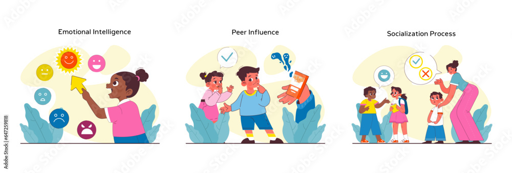 Children psychology set. Kid mental health awareness. Kid behavior Children psychology set. Kid mental health awareness. Kid behavior