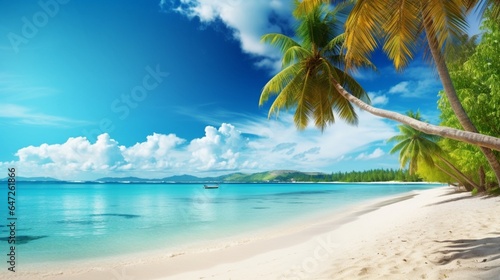 Beautiful beach. Summer holiday and vacation concept background. Inspirational tropical landscape design. Tourism and travel design © Samina