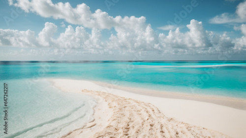 paisaje de playa, mar turqueza y tranquilo, espacio para texto