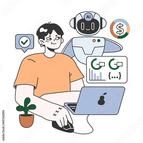 Help of Artificial intelligence for business. AI-powered production, management