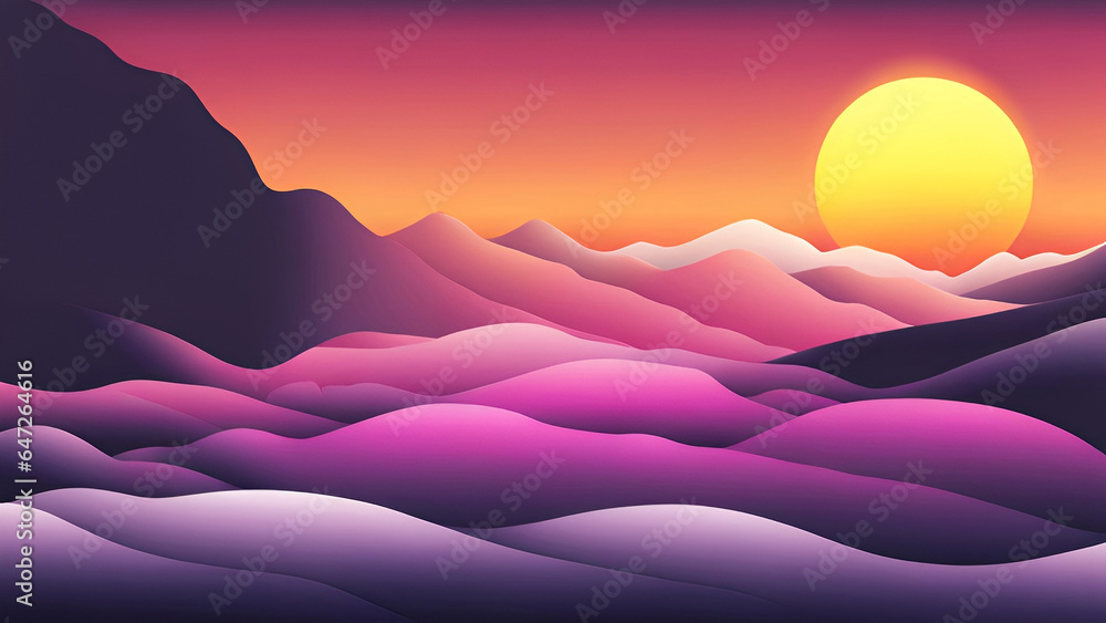 Digital art of sunrise at mountains