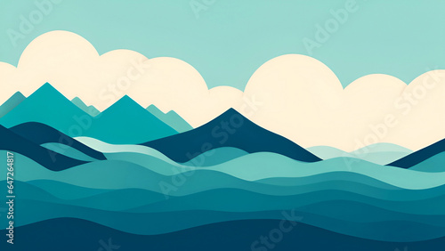 Abstract landscape with clouds and mountains