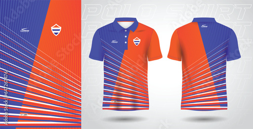 blue red polo shirt sport sublimation jersey template