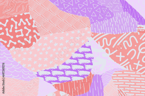 Abstract black strokes, Hand sketched Vector Pattern. Retro abstract pattern in geometric style. Abstract multicolored geometric pattern.	

