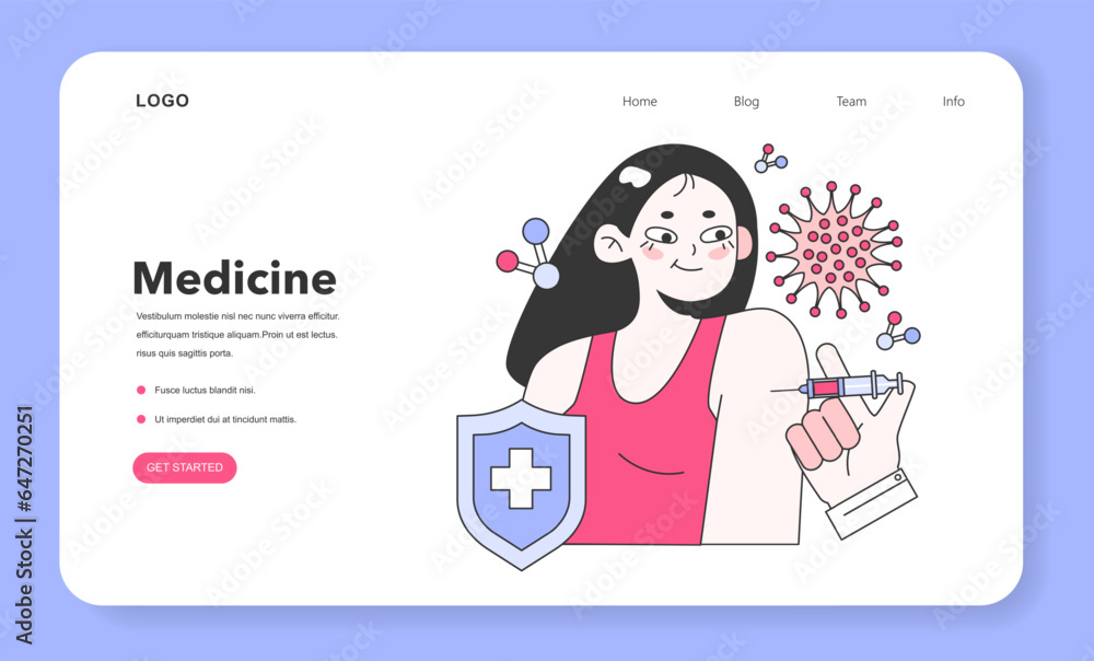 Immunotherapy and vaccination web banner or landing page. Idea Immunotherapy and vaccination web banner or landing page. Idea