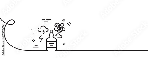 Alcohol addiction line icon. Continuous one line with curl. Difficult stress sign. Mental health problem symbol. Alcohol addiction single outline ribbon. Loop curve pattern. Vector