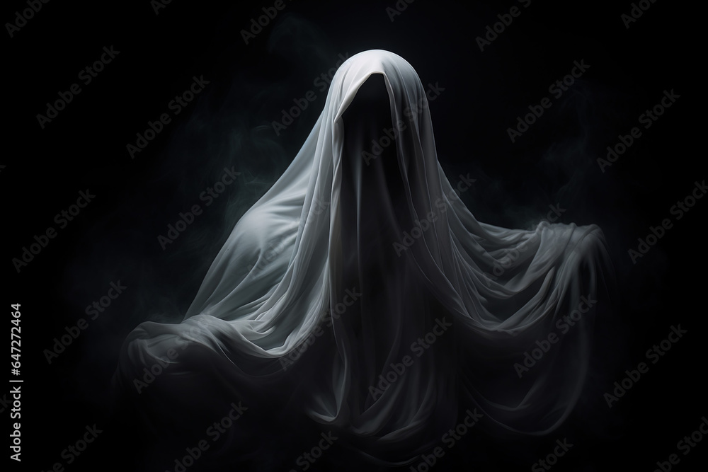 Creepy ghost on black background